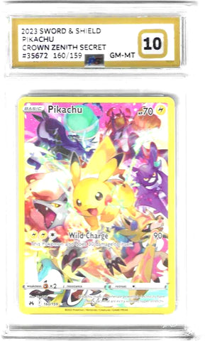 Pikachu - 160/159 - Crown Zenith - PG Graded Card 10