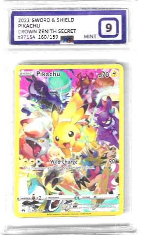 Pikachu - 160/159 - Crown Zenith - PG Graded Card 9