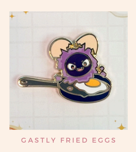 Gastly - Fried Egg - Pokemon Pin Badge by Poroful
