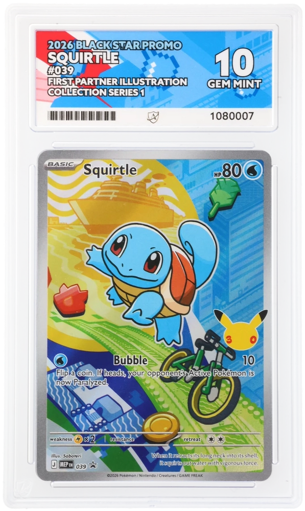 Bulbasaur & Charmander & Squirtle - 037 & 038 & 039 - Black  Star Promo - ACE Graded Card 10 - #1080007 & 1080008 & 1080009 - All Perfect Sub Grades