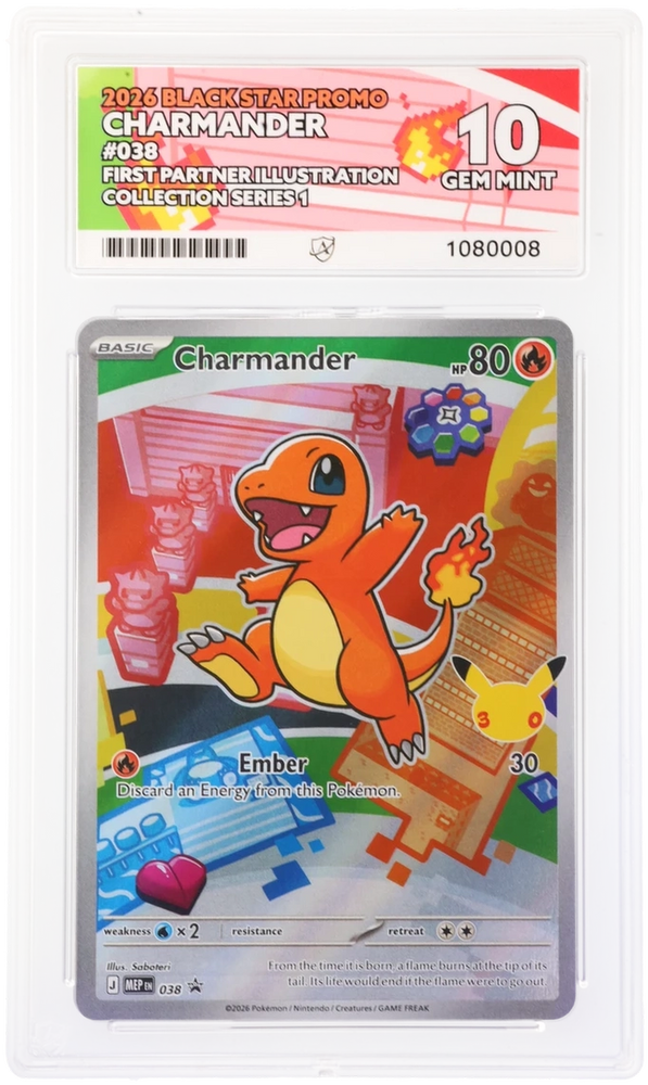 Bulbasaur & Charmander & Squirtle - 037 & 038 & 039 - Black  Star Promo - ACE Graded Card 10 - #1080007 & 1080008 & 1080009 - All Perfect Sub Grades
