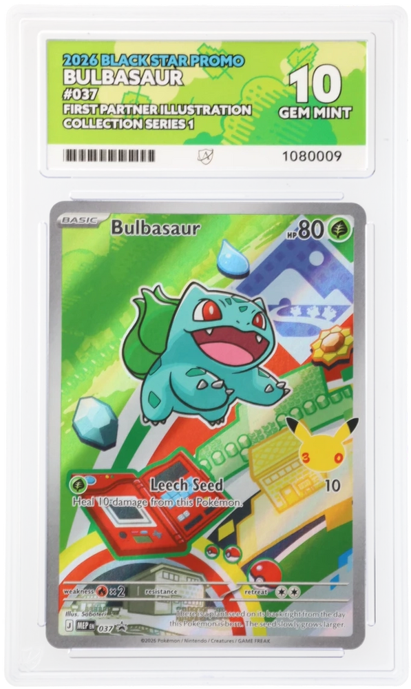 Bulbasaur & Charmander & Squirtle - 037 & 038 & 039 - Black  Star Promo - ACE Graded Card 10 - #1080007 & 1080008 & 1080009 - All Perfect Sub Grades