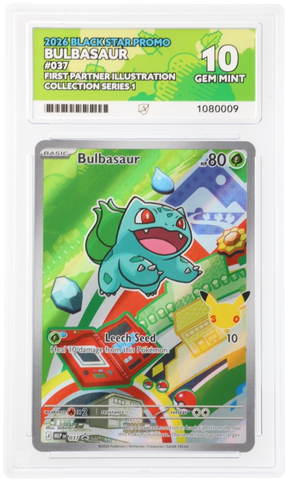 Bulbasaur & Charmander & Squirtle - 037 & 038 & 039 - Black  Star Promo - ACE Graded Card 10 - #1080007 & 1080008 & 1080009 - All Perfect Sub Grades