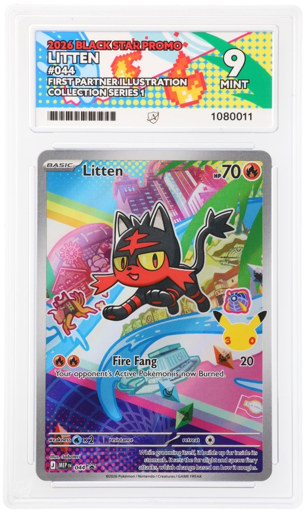 Litten - 044 -Black  Star Promo - ACE Graded Card 9- #1080011