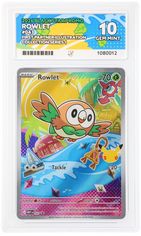 Rowlet - 043 -Black  Star Promo - ACE Graded Card 10 - #1080012 - Perfect Sub Grades