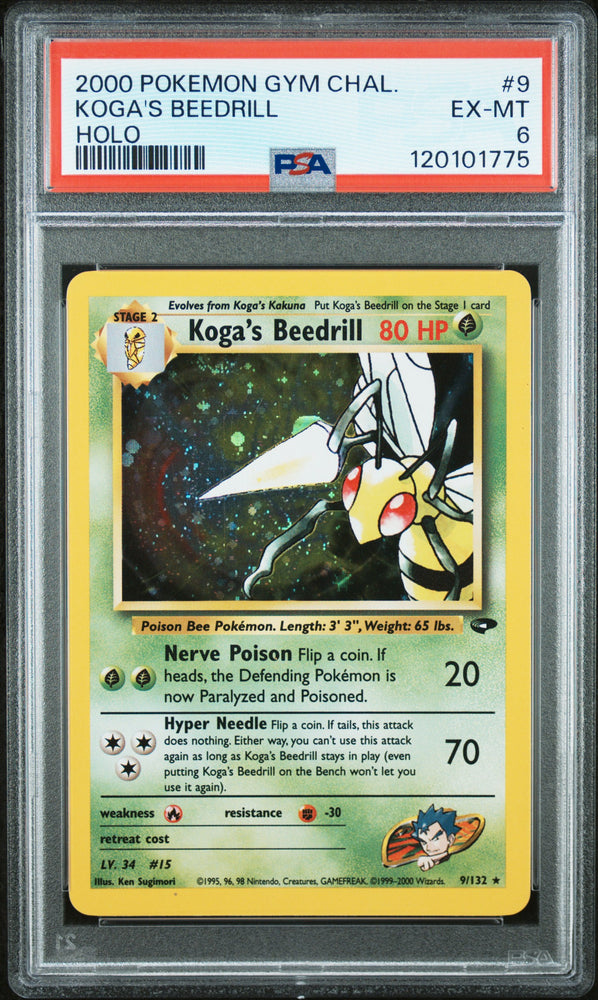 Koga's Beedrill - 9/132 - Holo - Gym Challenge - PSA Graded Card 6 - #120101775