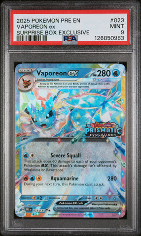 Vaporeon ex - 023/131 - Prismatic Evolutions - Surprise Box - PSA Graded Card 9 - #126850983