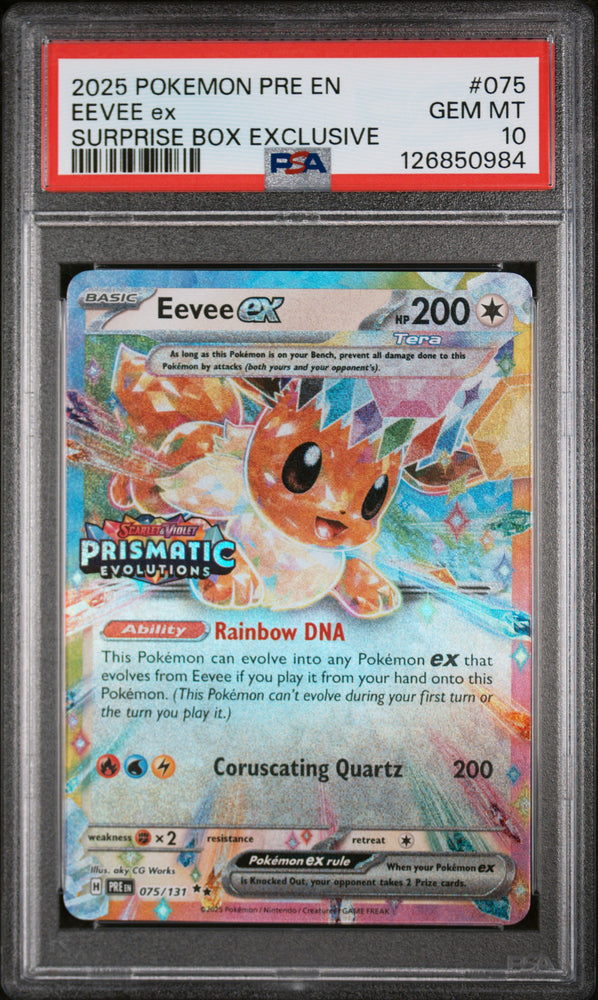 Eevee ex - 075/131 - Prismatic Evolutions - Surprise Box - PSA Graded Card 10 - #126850984