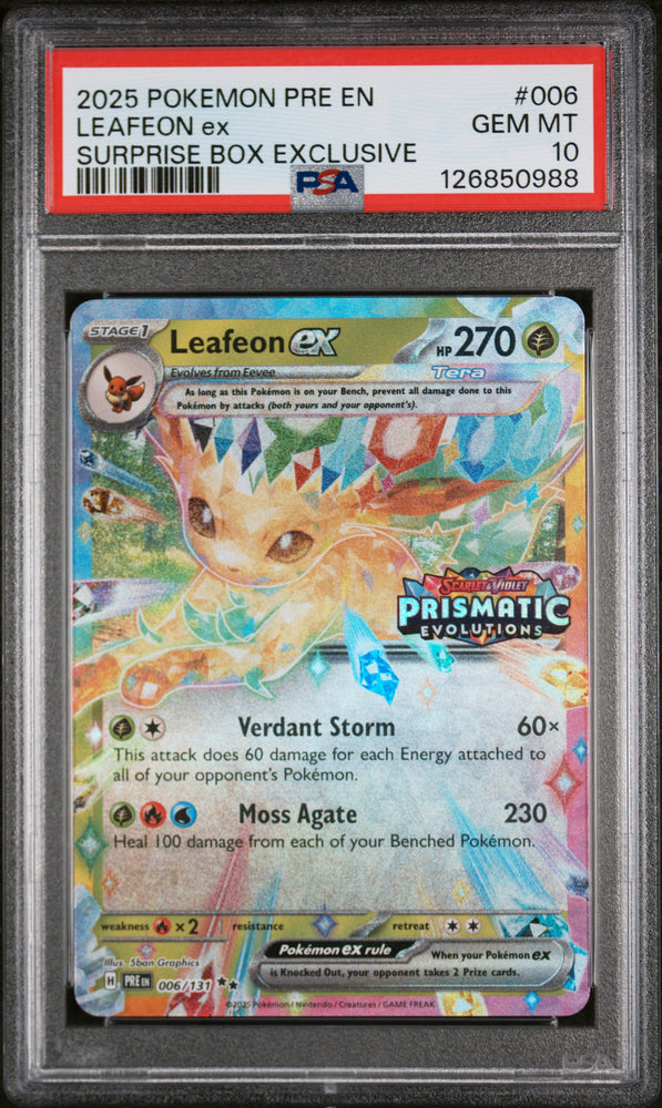 Leafeon ex - 006/131 - Prismatic Evolutions - Surprise Box - PSA Graded Card 10 - #126850988