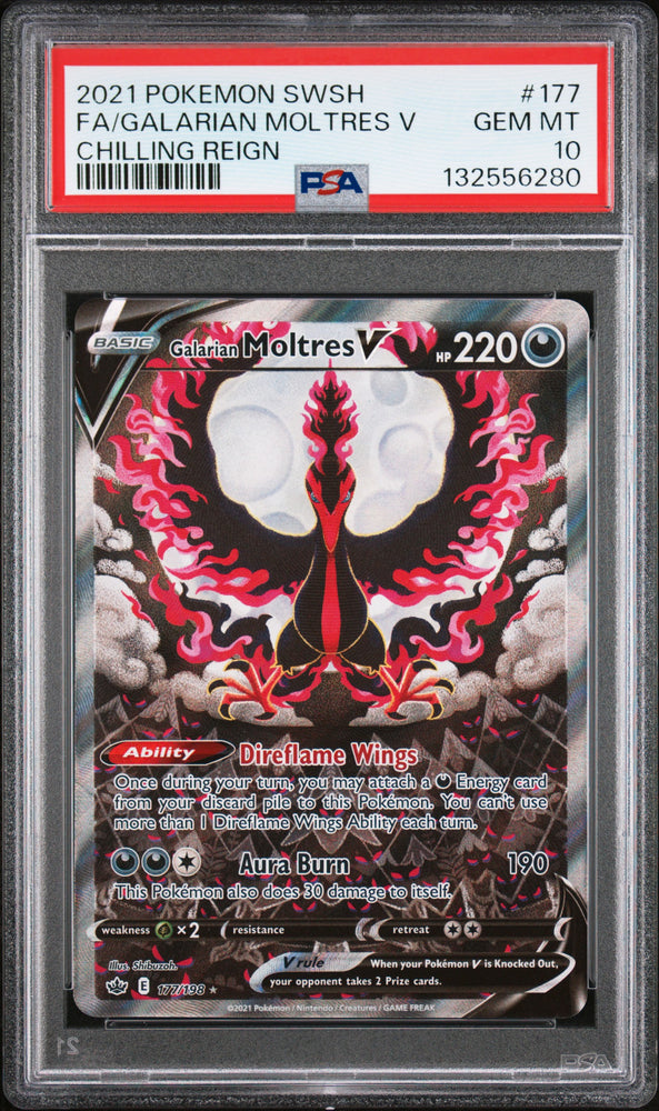 Galarian Moltres V - 177/198 - Chilling Reign - PSA Graded Card 10 - #132556280