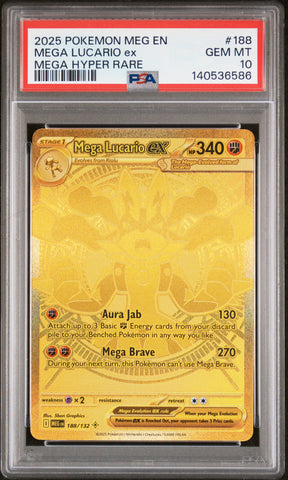 Mega Lucario ex - 188/132 - PSA Graded Card 10 - #140536586