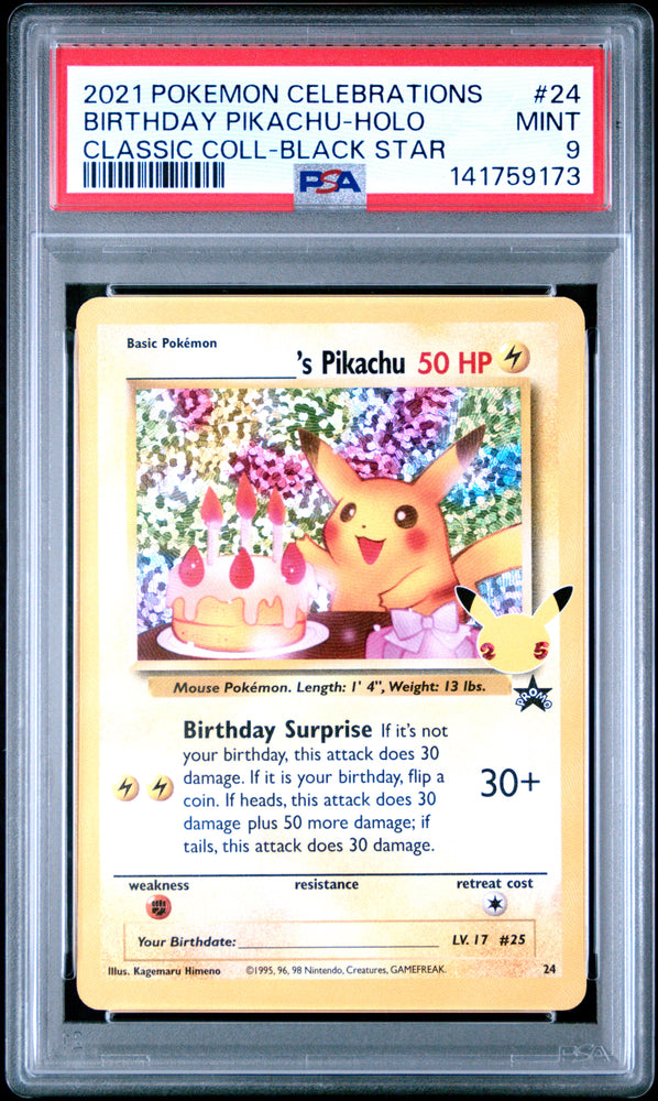 Birthday Pikachu - 24 - Black Star Promo - PSA Graded Card 9 - #141759173