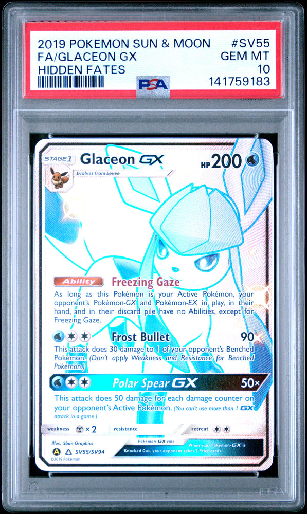 Glaceon GX - SV55/SV94 - Hidden Fates - PSA Graded Card 10 - #141759183