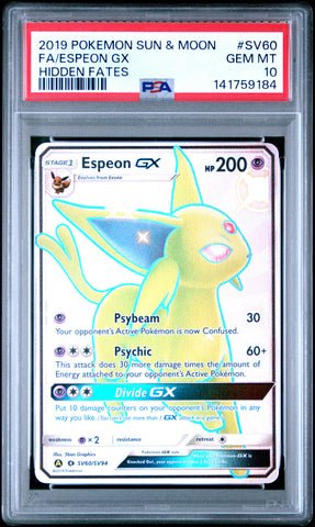 Espeon GX - SV60/SV94 - Hidden Fates - PSA Graded Card 10 - #141759184