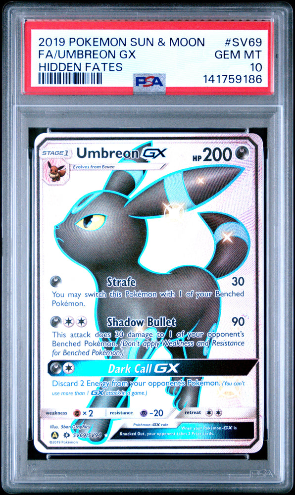 Umbreon GX - SV69/SV94 - Hidden Fates - PSA Graded Card 10 - #141759186