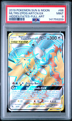 Moltres & Zapdos & Articuno GX - 66/68 - Hidden Fates - PSA Graded Card 9 - #141759209