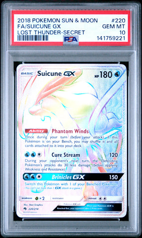 Suicune GX - 220/214 - Lost Thunder - PSA Graded Card 10 - #141759221
