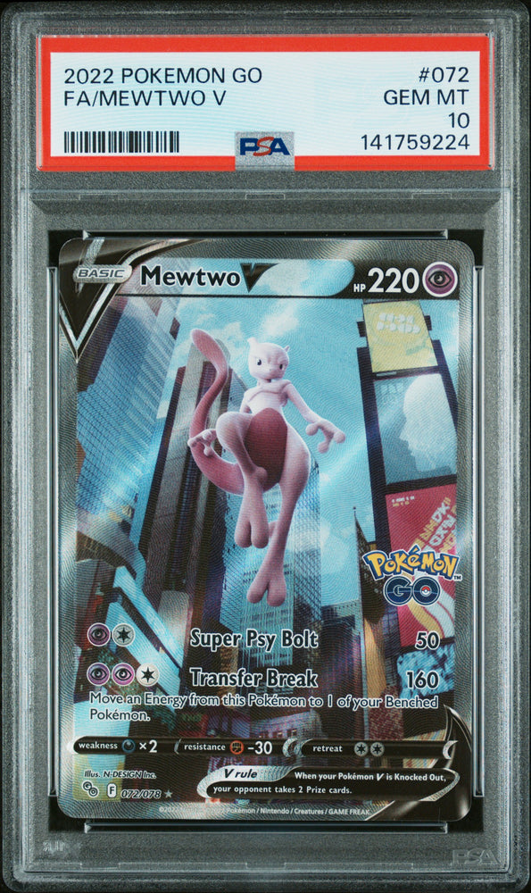 Mewtwo V - 072/078 - Pokemon GO - PSA Graded Card 10 - #141759224
