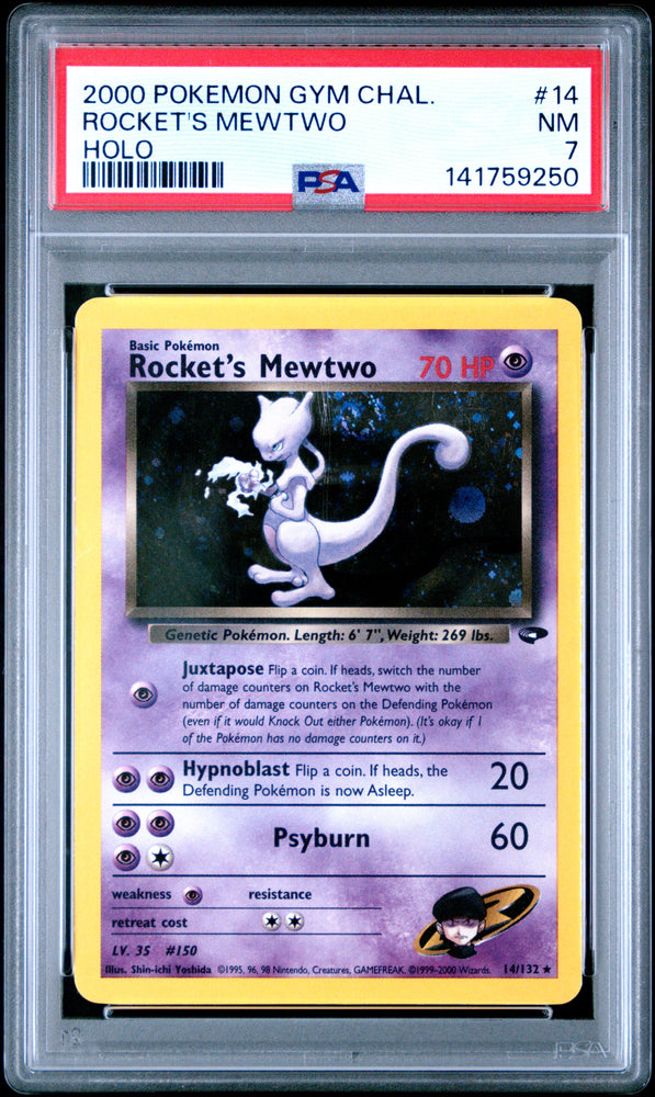 Rocket's Mewtwo - 14/132 - Gym Challenge - PSA Graded Card 7 - #141759250