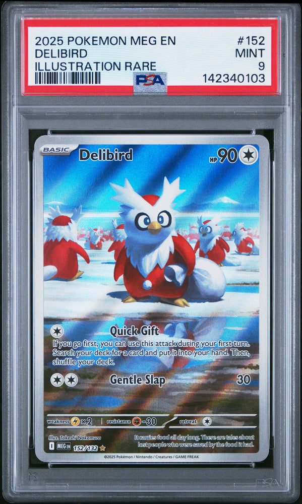 Delibird - 152/132 - Mega Evolution - PSA Graded Card 9 - #142340103