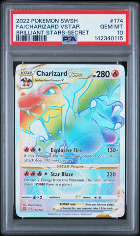 Charizard Vstar - 174/172 - Brilliant Stars - PSA Graded Card 10 - #142340115