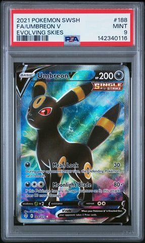 Umbreon V - 188/203 - Evolving Skies - PSA Graded Card 9 - #142340116