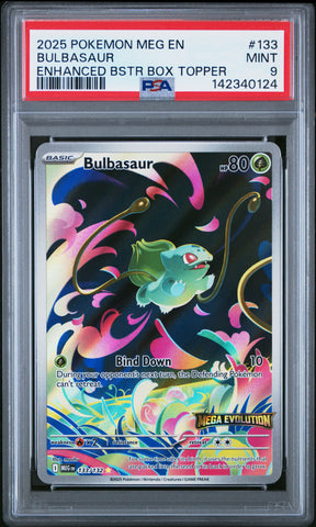 Bulbasaur - 133/132 - Mega Evolution - Stamped Box Topper - PSA Graded Card 9 - #142340124