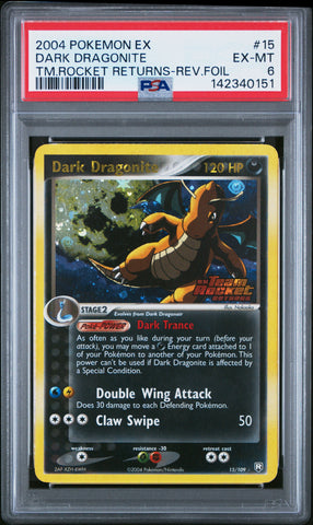 Dark Dragonite - 15/109 - Team Rocket Returns - Reverse Holo - PSA Graded Card 6 - #142340151