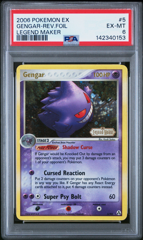 Gengar - 5/92 - Legend Maker - Reverse Holo - PSA Graded Card 6 - #142340153