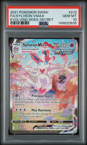 Sylveon Vmax - 212/203 - Evolving Skies - PSA Graded Card 10 - #148820635