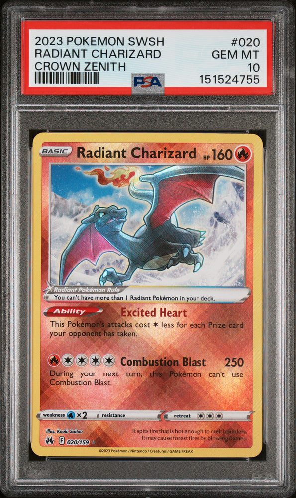 Radiant Charizard - 020/159 - Crown Zenith - PSA Graded Card 10 - #151524755