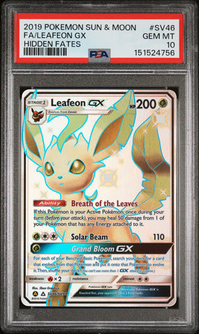 Leafeon GX - SV46/SV94 - Hidden Fates - PSA Graded Card 10 - #151524756