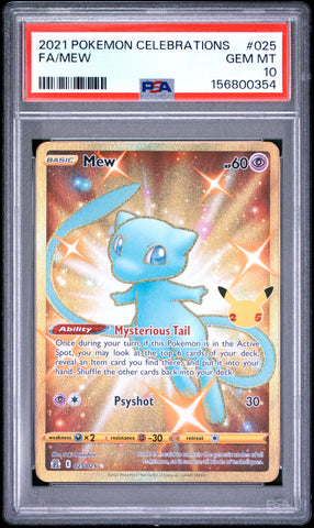 Mew - 025/025 - Celebrations - PSA Graded Card 10 - #156800354