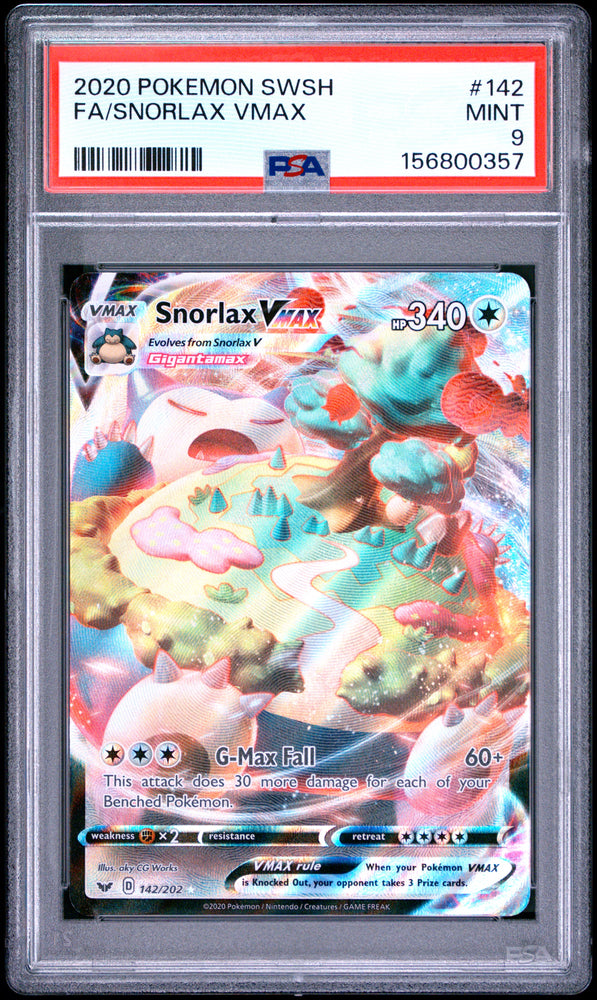 Snorlax Vmax - 142/202 - Sword & Shield - PSA Graded Card 9 - #156800357