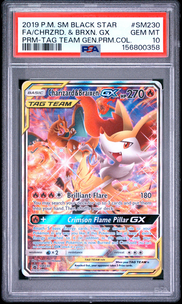 Charizard & Braixen GX - SM230 - Black Star Promo - PSA Graded Card 10 - #156800358