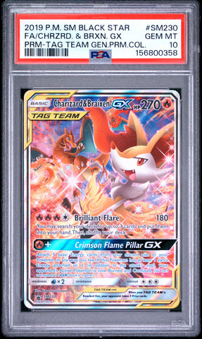 Charizard & Braixen GX - SM230 - Black Star Promo - PSA Graded Card 10 - #156800358