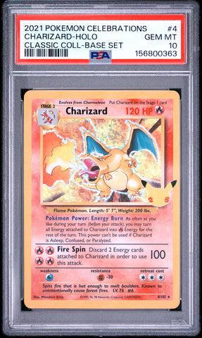 Charizard - 4/102 - Celebrations - Classic Collection - PSA Graded Card 10 - #156800363