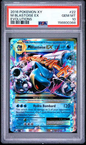 M Blastoise EX - 22/108 - XY Evolutions - PSA Graded Card 10 - #156800368
