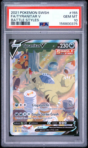 Tyranitar V - 155/163 - Battle Styles - PSA Graded Card 10 - #156800375