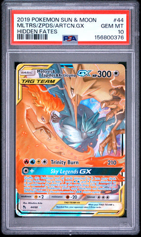 Moltres & Zapdos & Articuno GX - 44/68 - Hidden Fates - PSA Graded Card 10 - #156800376