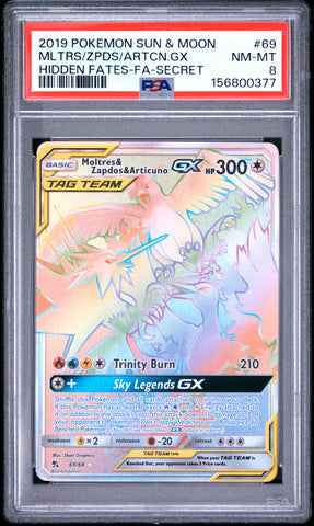 Moltres & Zapdos & Articuno GX - 69/68 - Hidden Fates - PSA 8 - #156800377