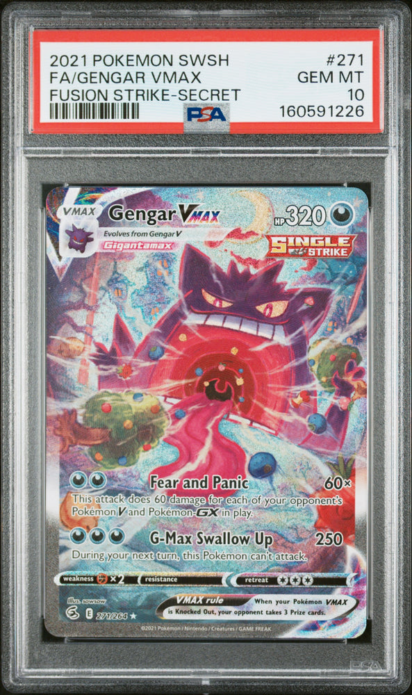Gengar Vmax - 271/264 - Fusion Strike - PSA Graded Card 10 - #160591226