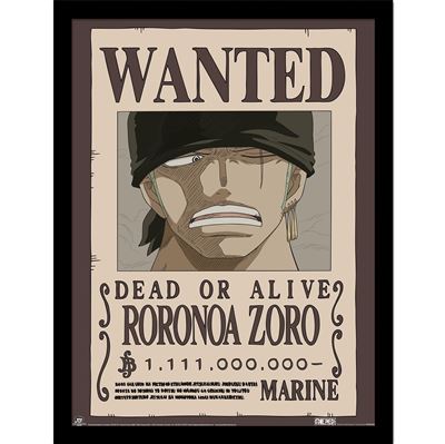 Framed Print 40x30 cm - One Piece (Wanted Zoro)