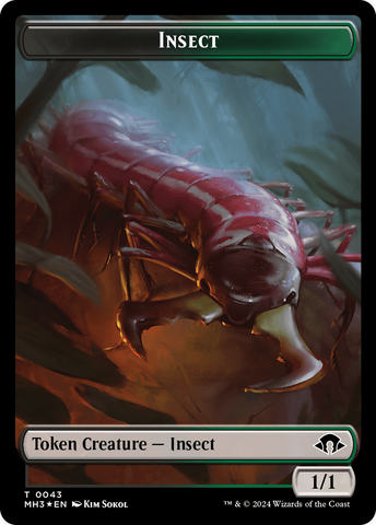 Insect (0043) (Ripple Foil) // Zombie Double-Sided Token [Modern Horizons 3 Tokens]