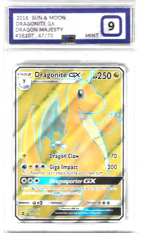 Dragonite GX - 67/70 - Dragon Majesty - PG Graded Card 9