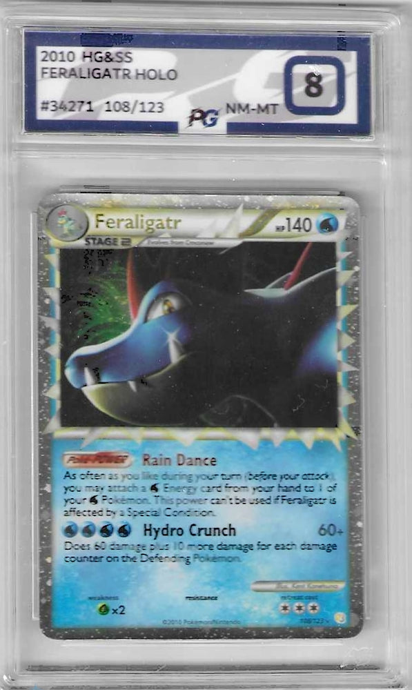 Feraligatr - 108/123 - Heart Gold Soul Silver - PG Graded Card 8 - #34271