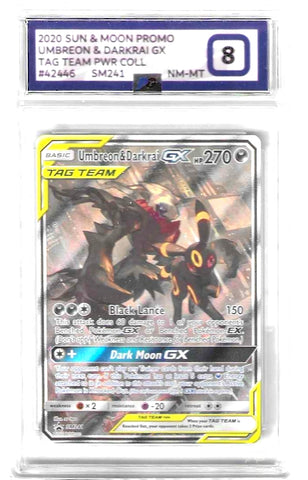 Umbreon & Darkrai GX - SM241 - Black Star Promo - PG Graded Card 8