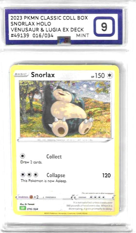 Snorlax - 016/034 Classic Collection - PG Graded Card 9 - #49139