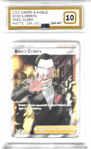 Boss's Orders - 189/192 - Sword & Shield Base Set - PG Graded Card 10 - #46771