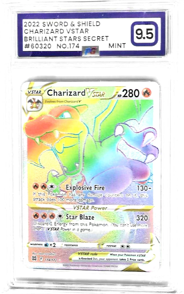 Charizard Vstar - 174/172 - Secret Rare - Brilliant Stars - PG Graded Card 9.5 - #60320
